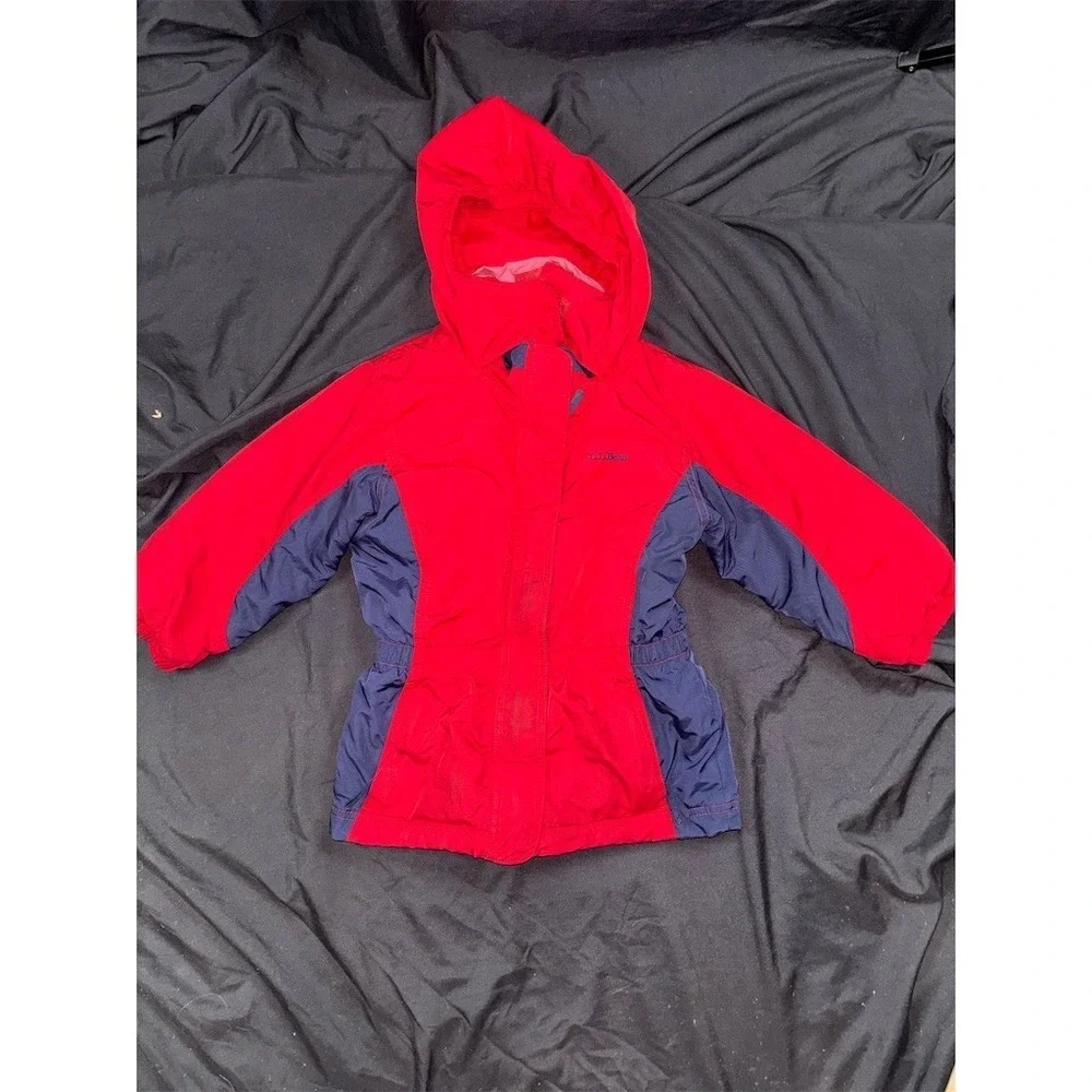 L.L.Bean L.L.Kid Toddler Jacket Size 3T Red Navy Hooded Insulated Full cabincore
